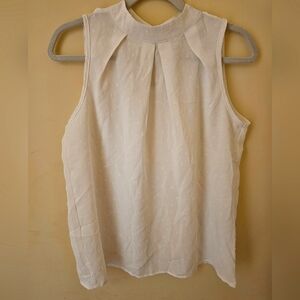 SLEEVELESS COLLARED WHITE BLOUSE